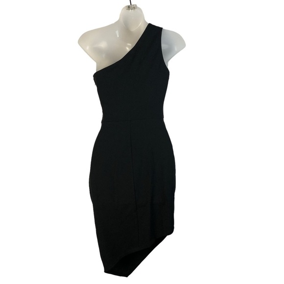 Crystal Sky Black Asymmetrical One Shoulder Bodycon Mini Dress XS - Picture 4 of 5